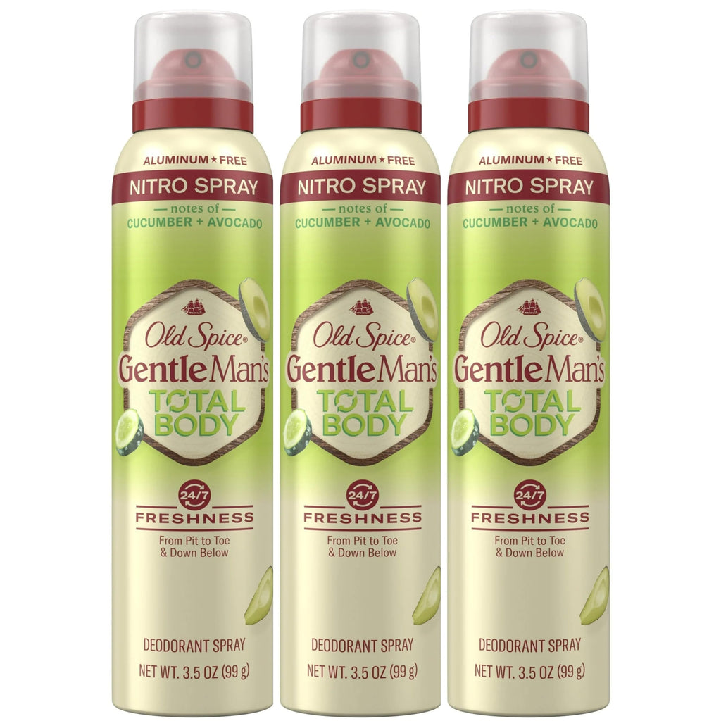 Old Spice Whole Body Deodorant Spray for Men – Aluminum Free, Cucumber + Avocado, 3 x 3.5 oz