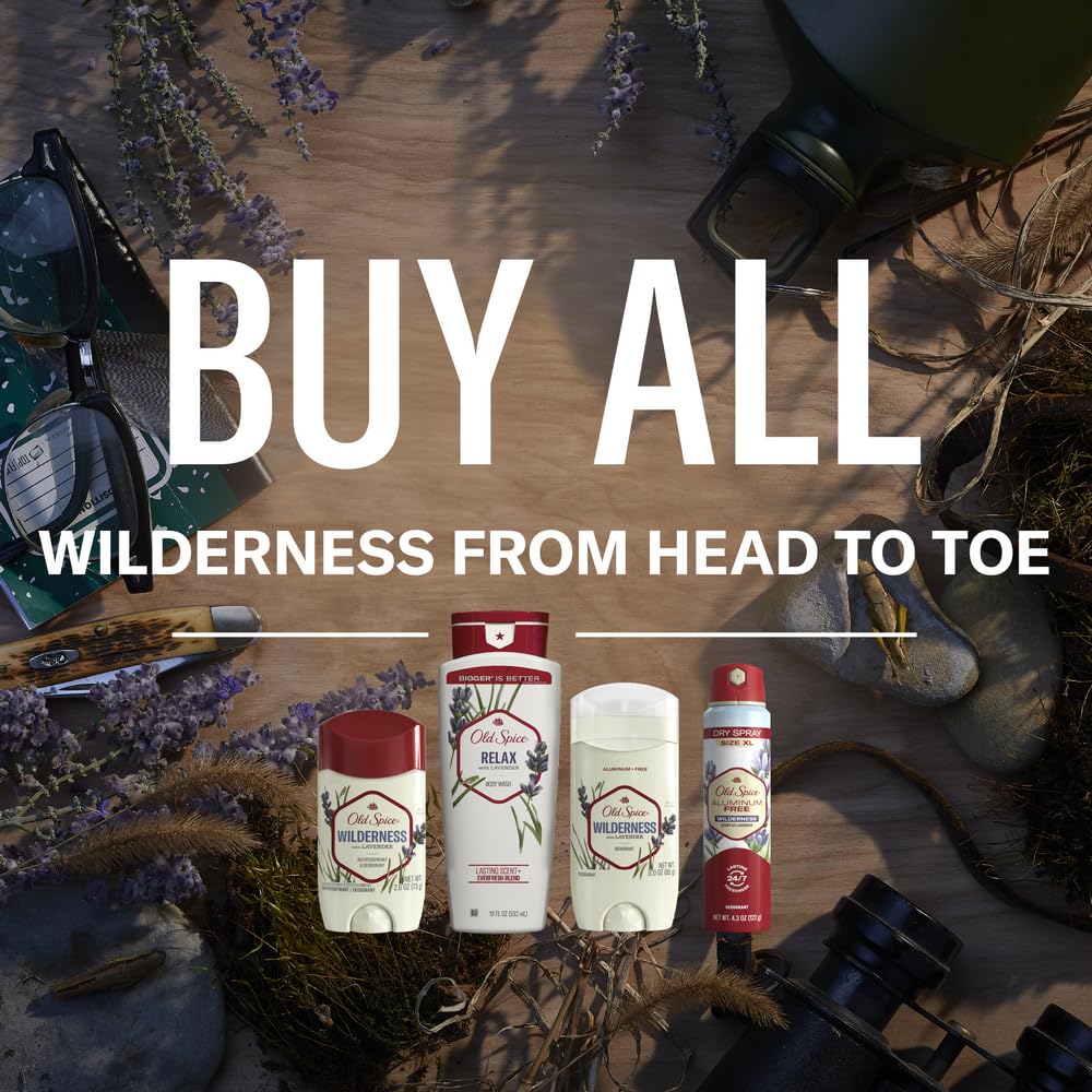 Old Spice Aluminum Free Dry Spray – Wilderness Lavender Scent, 24/7 Odor Protection, 4.3 oz (Pack of 3)