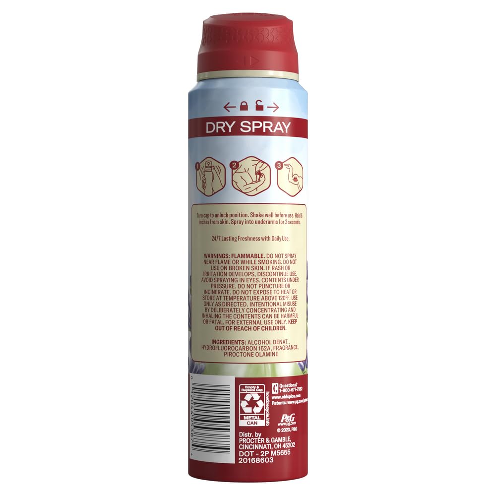Old Spice Aluminum Free Dry Spray – Wilderness Lavender Scent, 24/7 Odor Protection, 4.3 oz (Pack of 3)