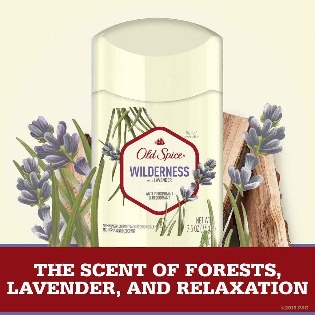 Old Spice Wilderness Lavender Invisible Solid Antiperspirant Deodorant for Men — 2.6 oz (Pack of 12)