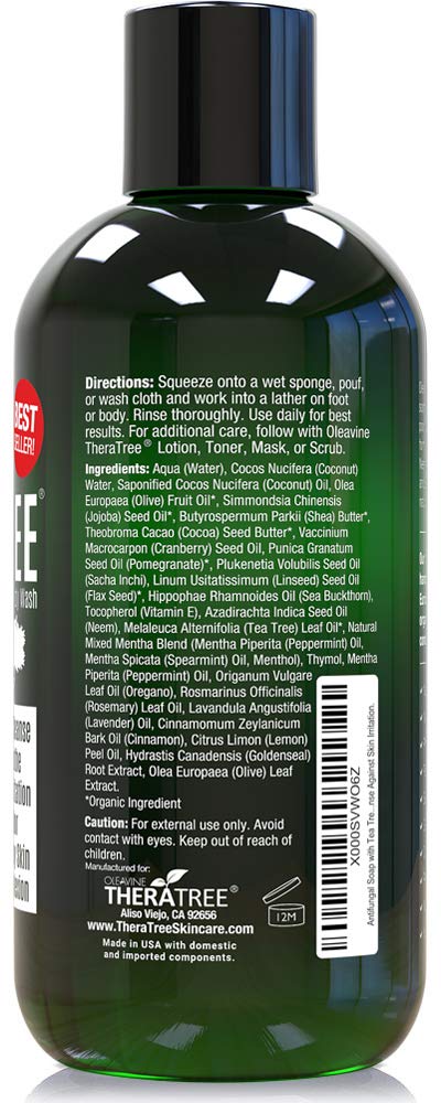 Oleavine TheraTree Tea Tree Oil Soap with Neem Oil – 12oz | Deep Cleanse for Body and Face