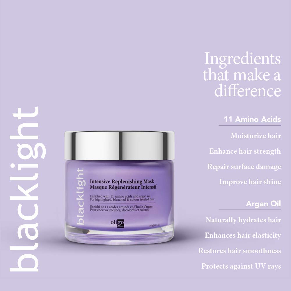 Oligo Professionnel Blacklight Intensive Replenishing Hair Mask – 6.8 oz | Dry & Damaged Hair Care with 11 Amino Acids | Sulfate Free