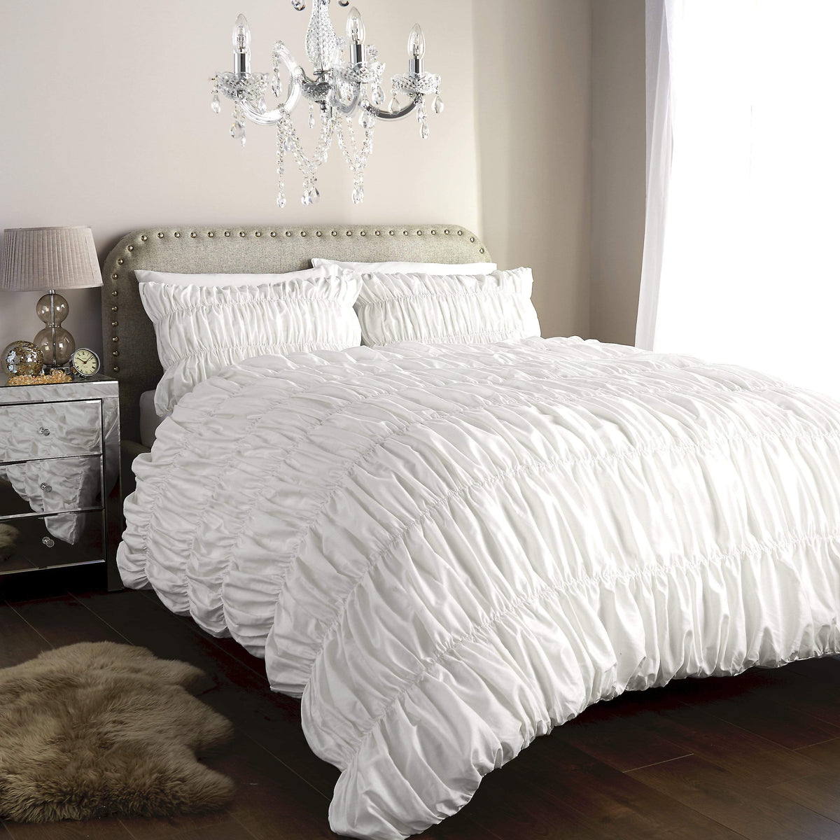 OLIVIA ROCCO Duvet Set Ruched Ruffles Cotton Rich Luxury OEKO TEX Certified Multiple