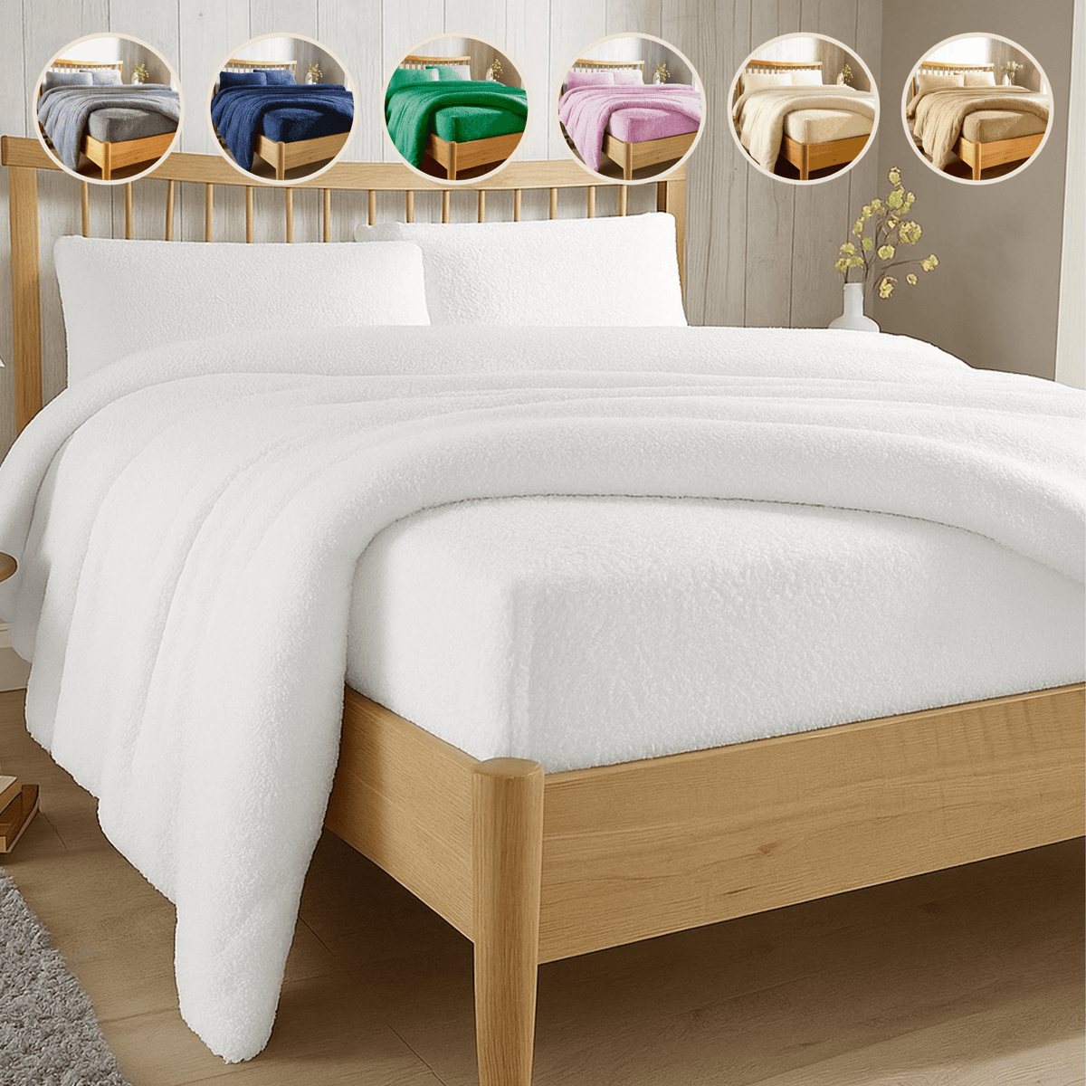 OLIVIA ROCCO Teddy Fleece Extra Deep Fitted Sheet Plush Soft Winter Bedding Snug Elastic