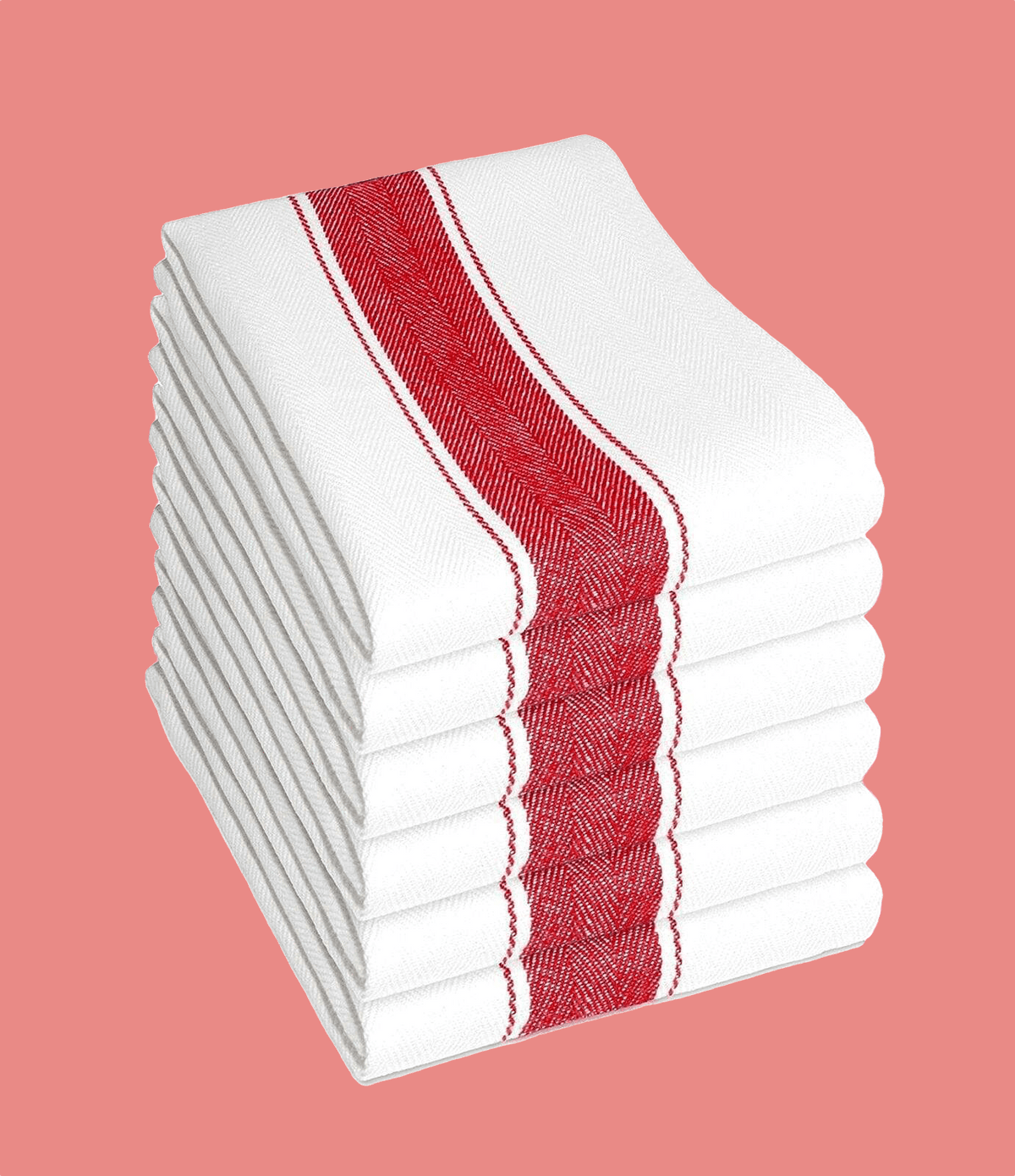 OLIVIA ROCCO Herringbone Tea Towels 100% Cotton Pack Of 6 50 By 75 Cm High Absorbency