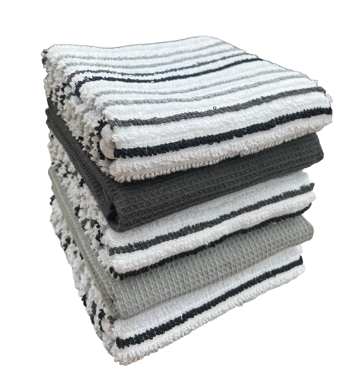 OLIVIA ROCCO 5 Pack Cotton Kitchen Tea Towels Striped Ribbed Waffle 45cm x 65cm Quick Dry