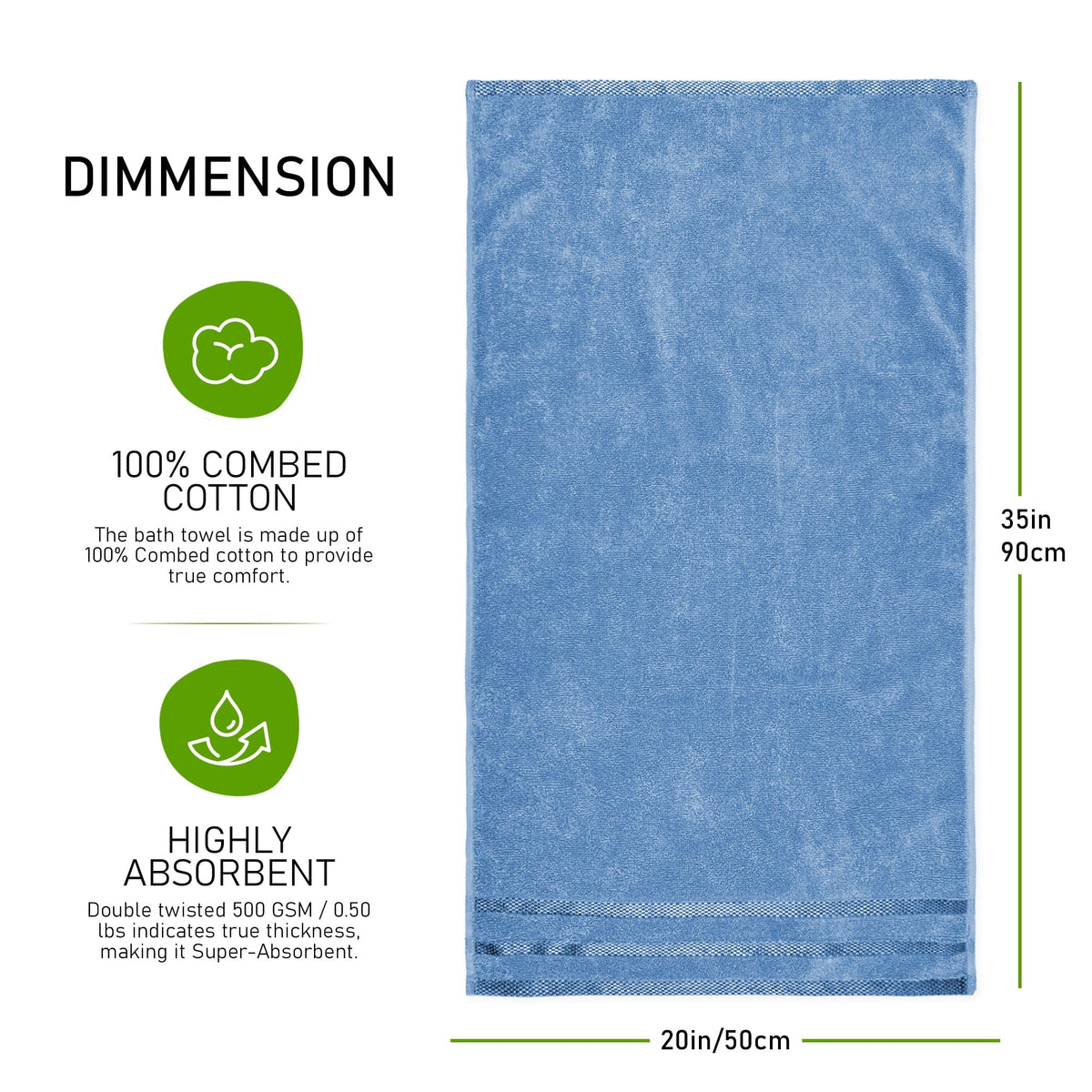 OLIVIA ROCCO Belmont Viscose Stripe Blue Towels 100% Cotton Hotel Quality Super Absorbent