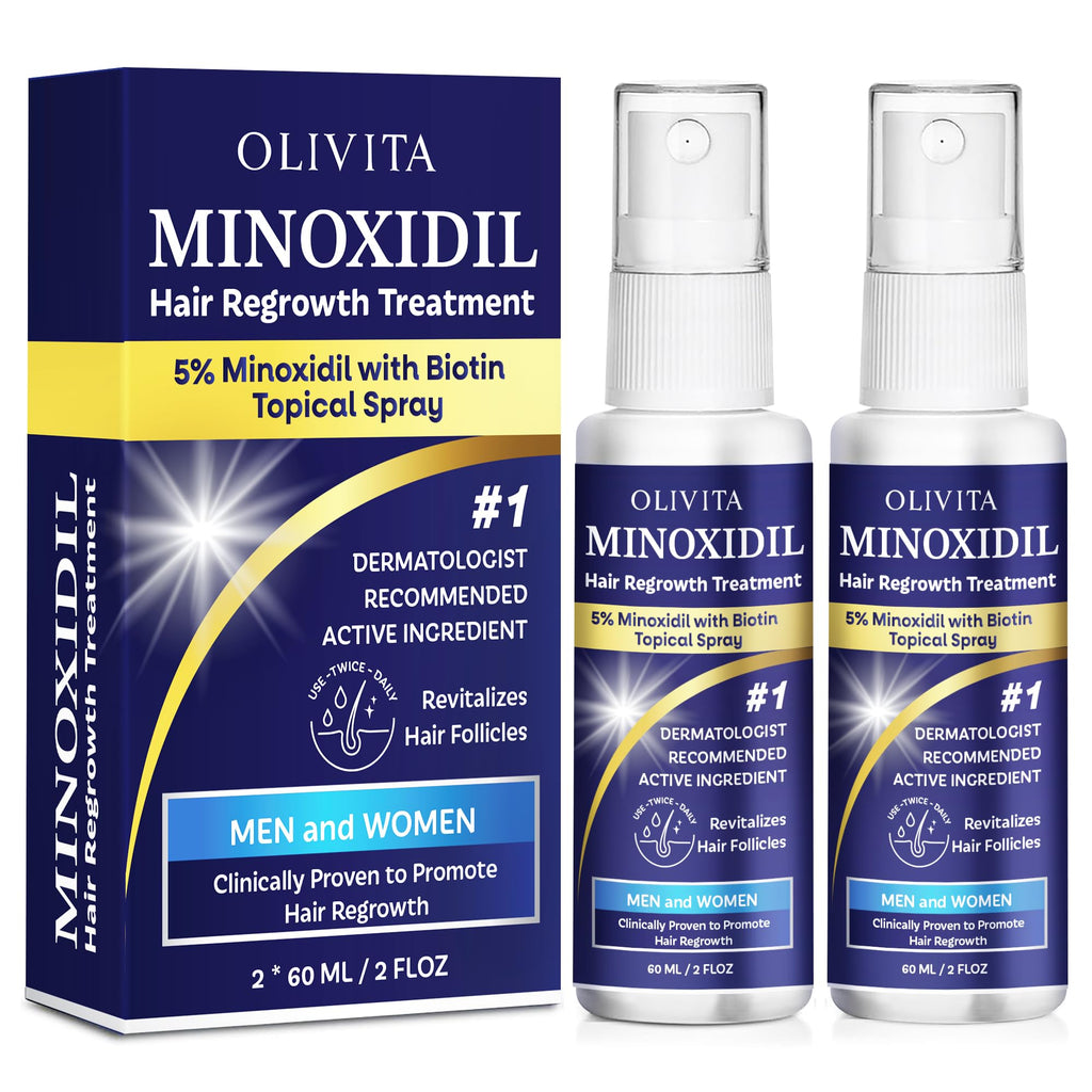 OLIVITA 5% Minoxidil Spray for Hair Growth – Biotin & Rosemary
