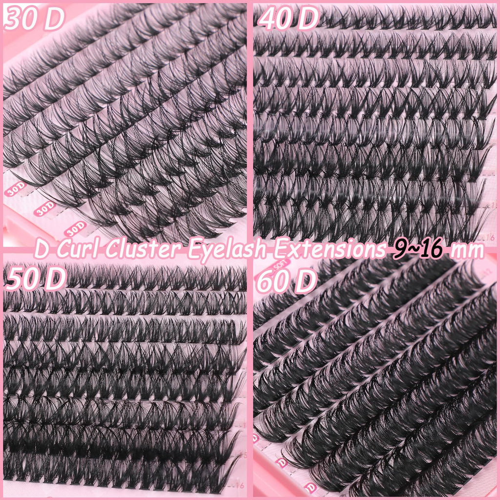OLLAVO Lash Clusters Kit – 640 Pcs 9-16mm D Curl Wispy Extensions