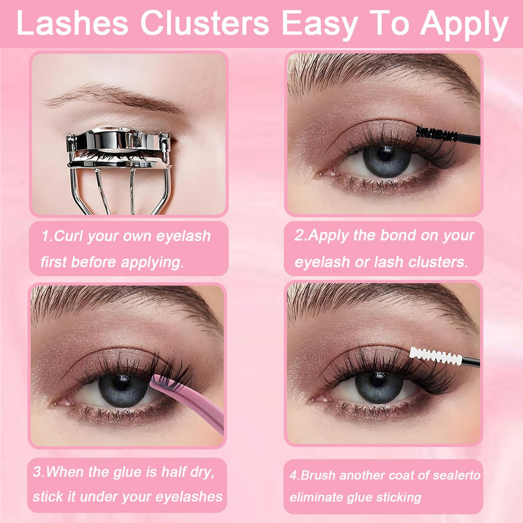 OLLAVO Lash Clusters Kit — 640 Pcs DIY Lashes 9-16mm, 30D-40D, D Curl