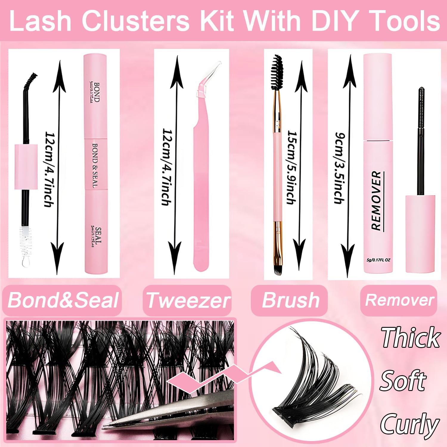 OLLAVO Lash Clusters Kit — 640 Pcs DIY Lashes 9-16mm, 30D-40D, D Curl