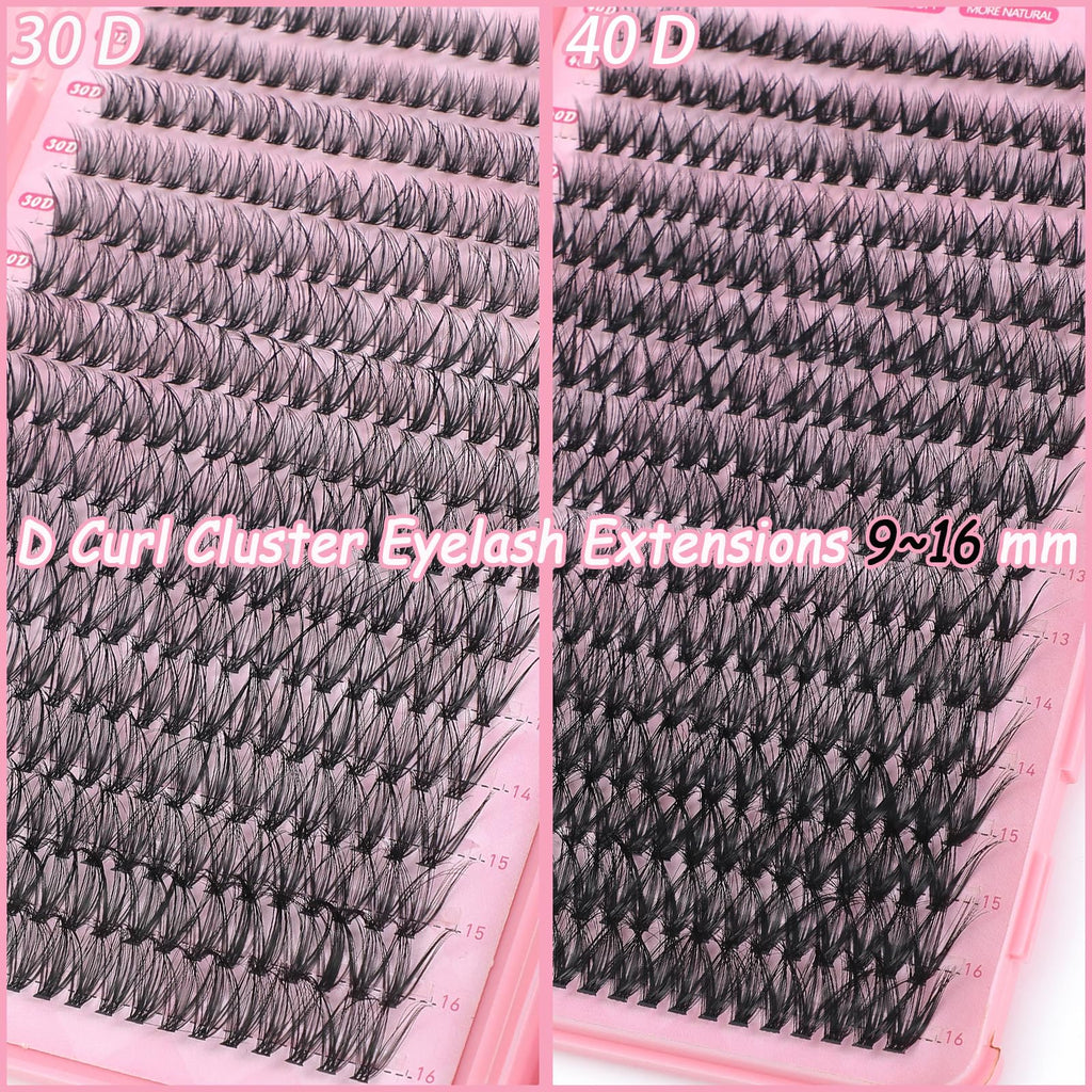 OLLAVO Lash Clusters Kit — 640 Pcs DIY Lashes 9-16mm, 30D-40D, D Curl