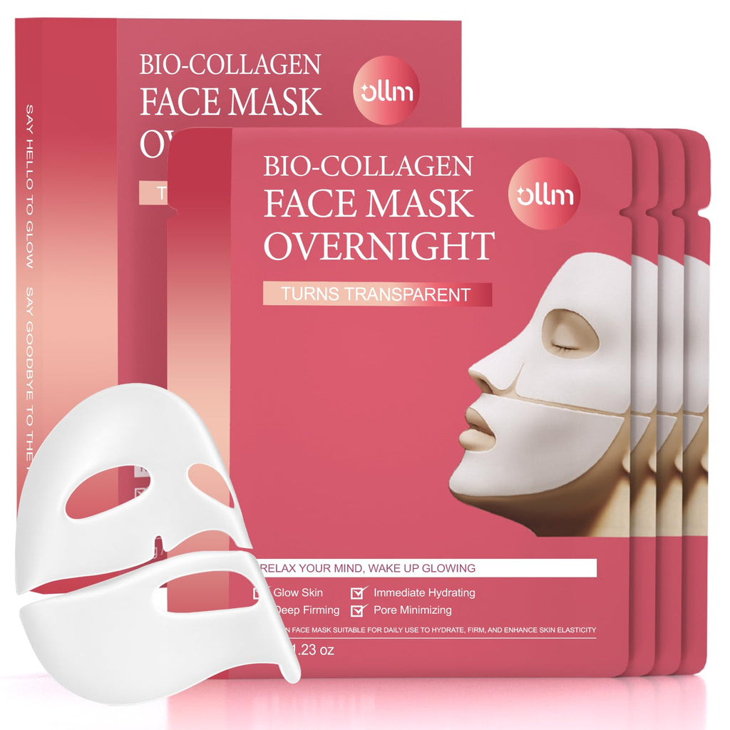 OLLM Korean Overnight Collagen Face Mask – Hydrating, Lifting & Glass Skin Glow (35g x4)