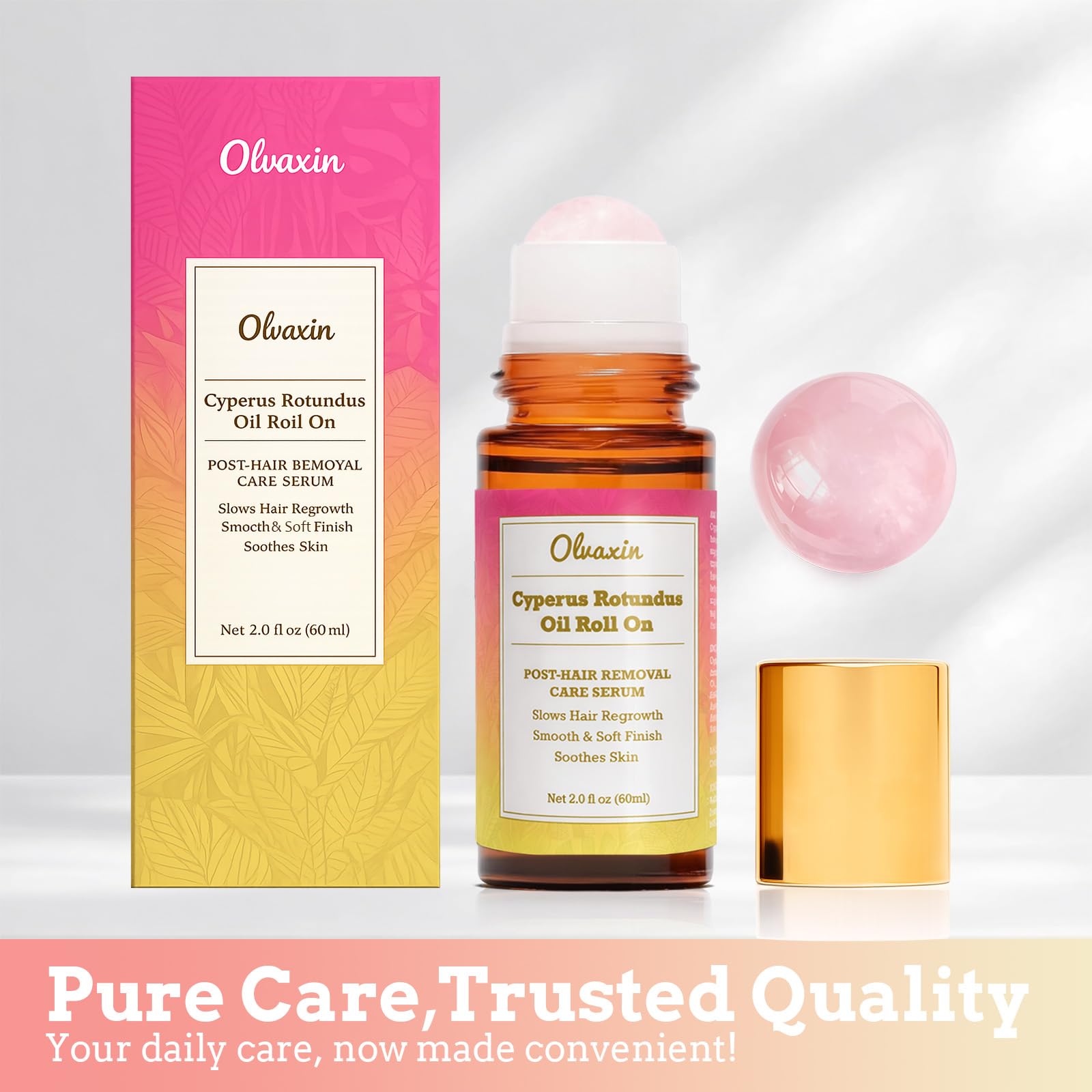 Olvaxin Cyperus Rotundus Oil for Hair Removal — Gentle Plant-Based Serum Roll-On, 60ml