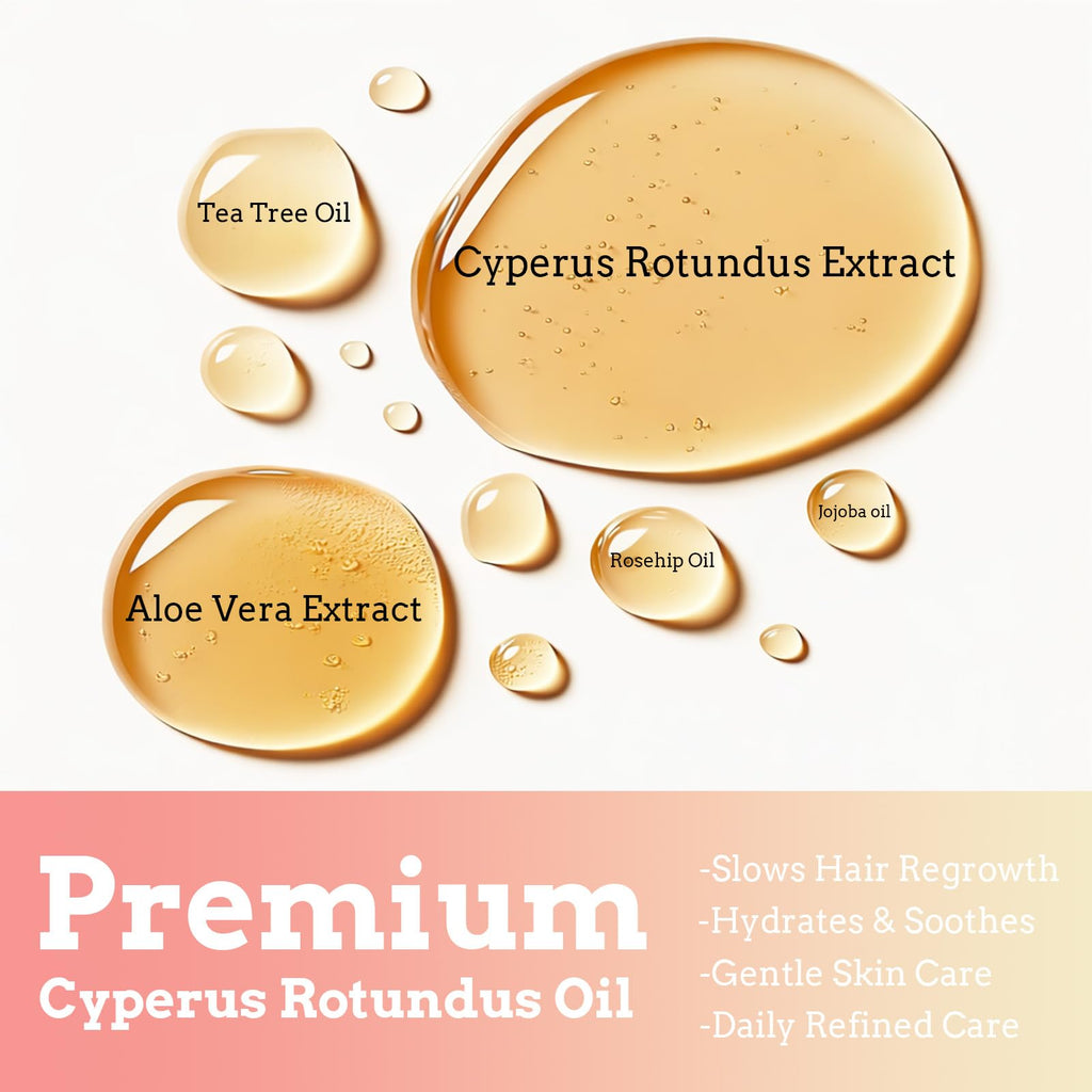 Olvaxin Cyperus Rotundus Oil for Hair Removal — Gentle Plant-Based Serum Roll-On, 60ml