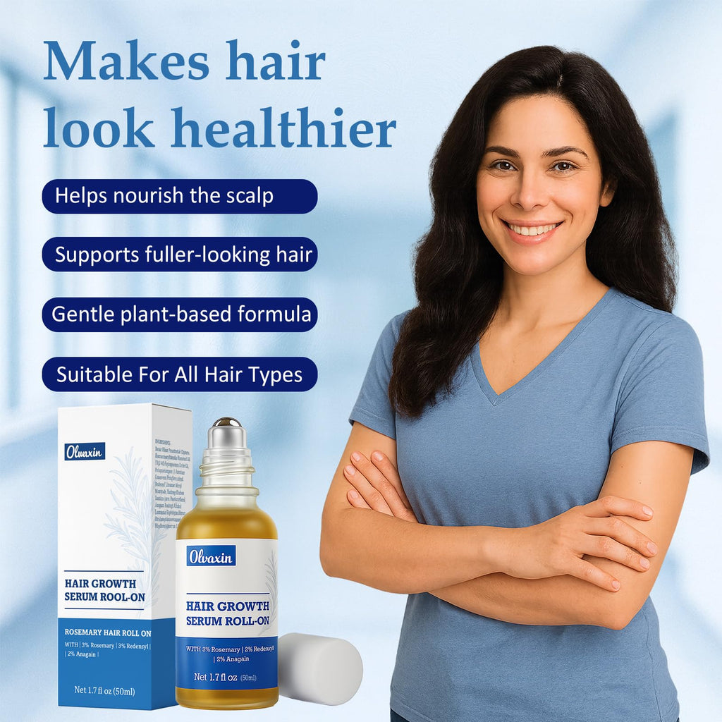 Olvaxin Rosemary Hair Serum Roll-On 50ml – No-Rinse, Fast-Absorbing, Fuller Hair