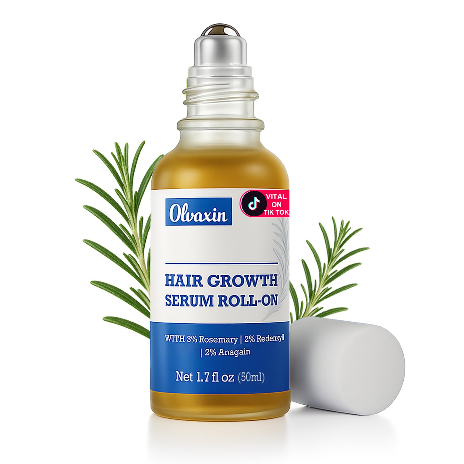 Olvaxin Rosemary Hair Serum Roll-On 50ml – No-Rinse, Fast-Absorbing, Fuller Hair