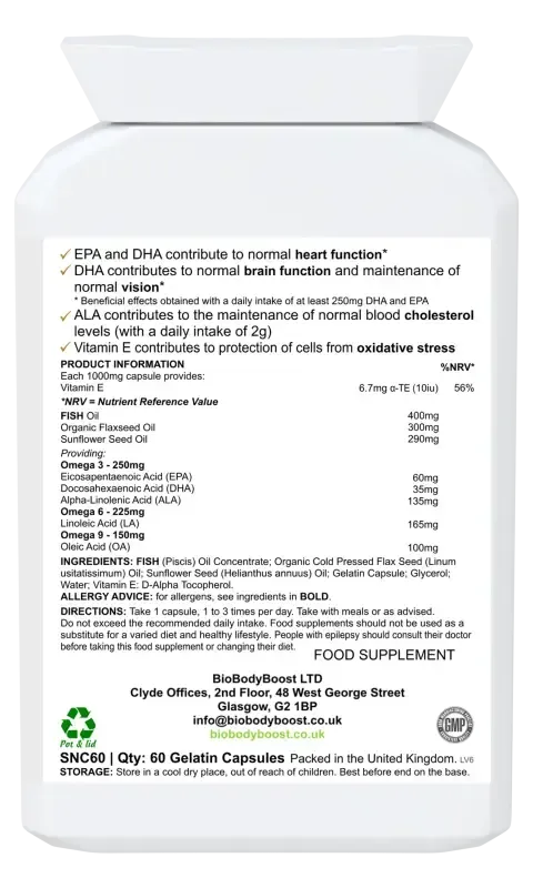 OmegaBalance Omega 3 6 9 Oil Blend | Essential Fatty Acids UK