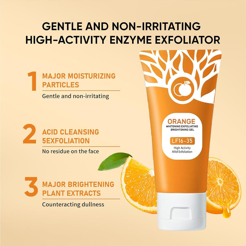 Omexry Orange Exfoliating Gel Scrub – Purifying Enzyme Face & Body Cleanser (3pc)
