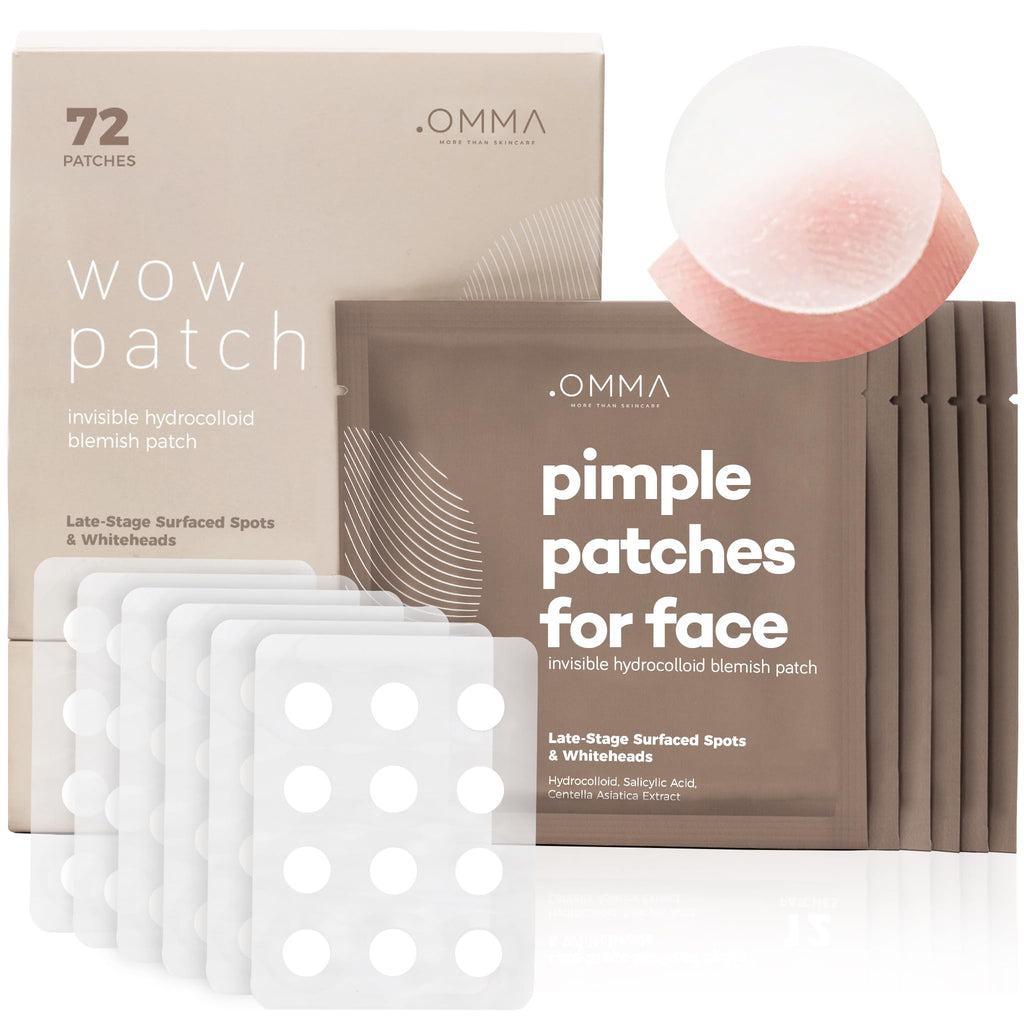 OMMA Korean Pimple Patches – Hydrocolloid Acne Dots, 72 Count, 10mm, Salicylic Acid