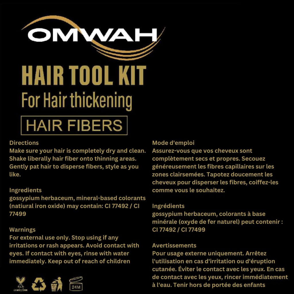 OMWAH Natural Hair Fibers 2-in-1 Kit (Dark Brown) – Instant Fuller Hair & Spray Applicator