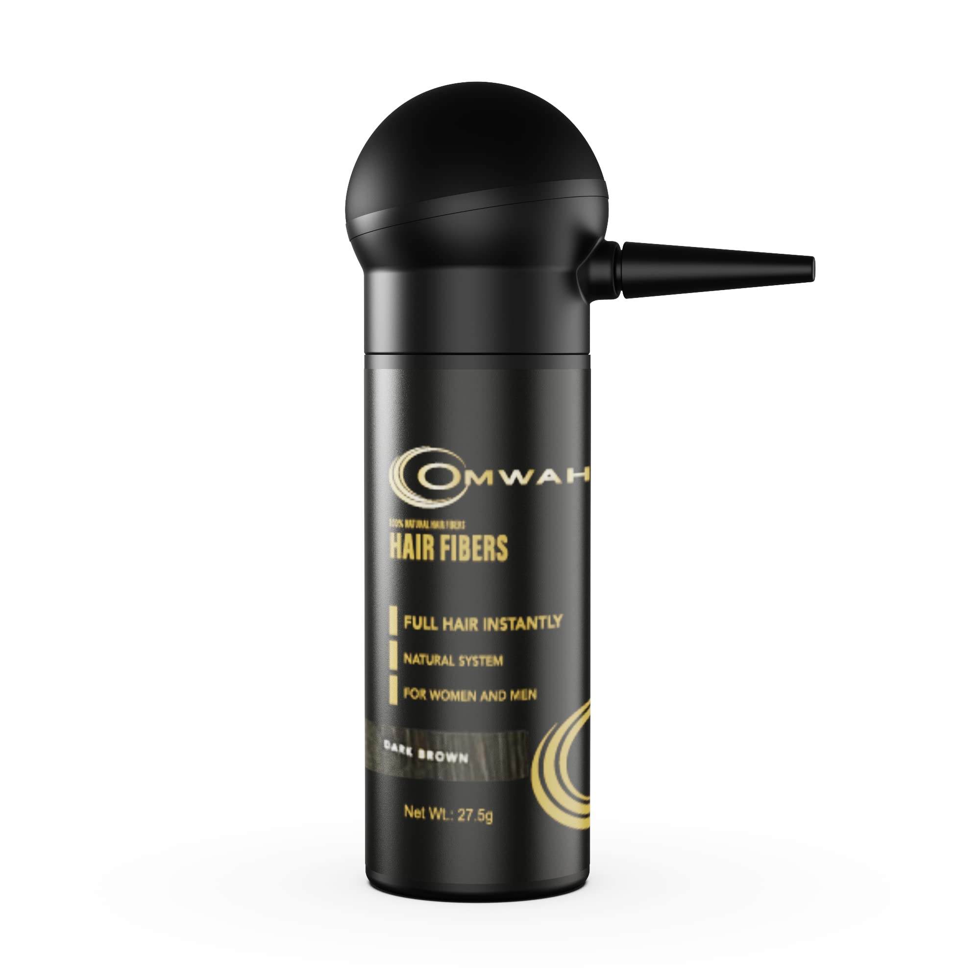 OMWAH Natural Hair Fibers 2-in-1 Kit (Dark Brown) – Instant Fuller Hair & Spray Applicator