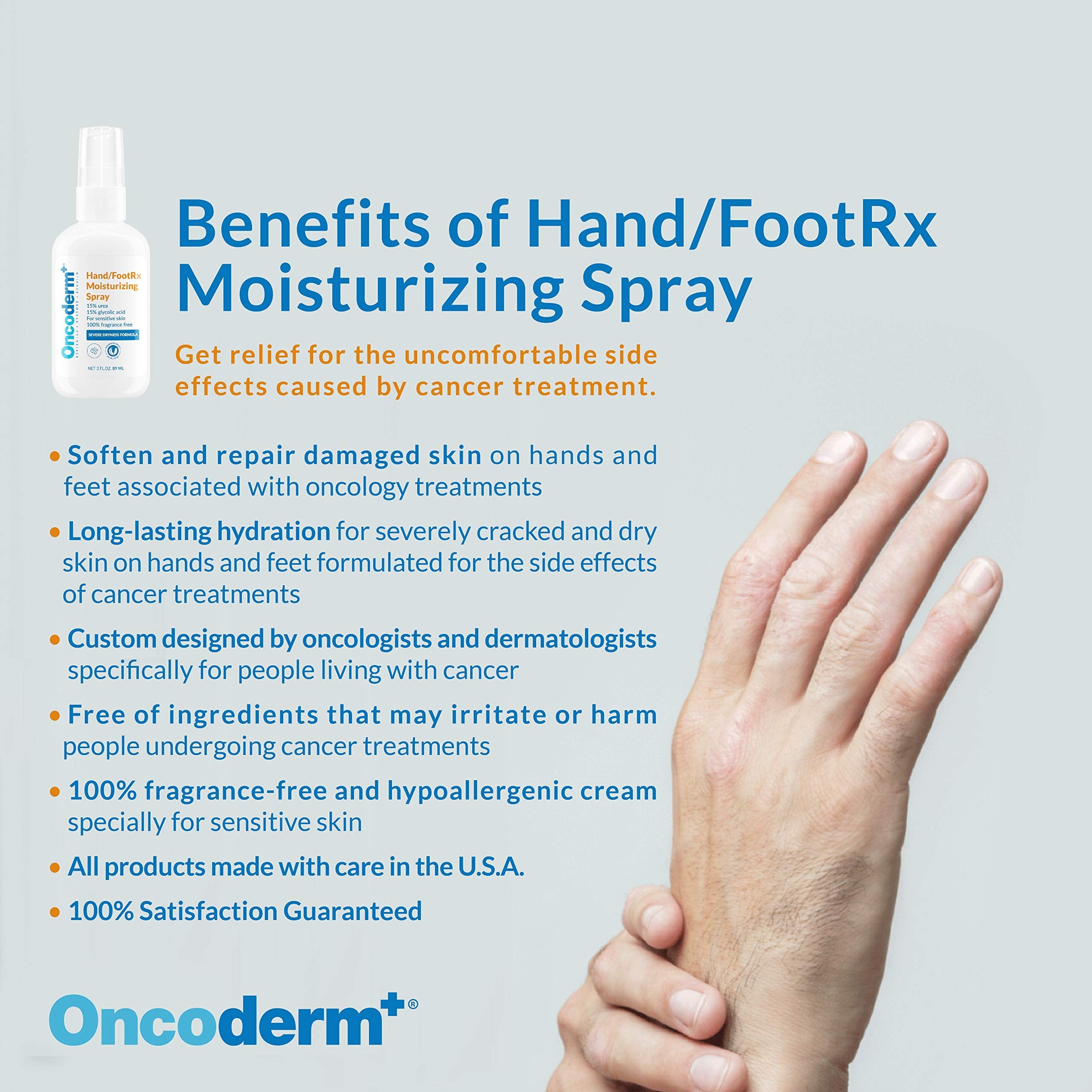 Oncoderm Hand & FootRx Moisturizing Spray – Oncology Skin Care for Cancer Patients (3 oz)