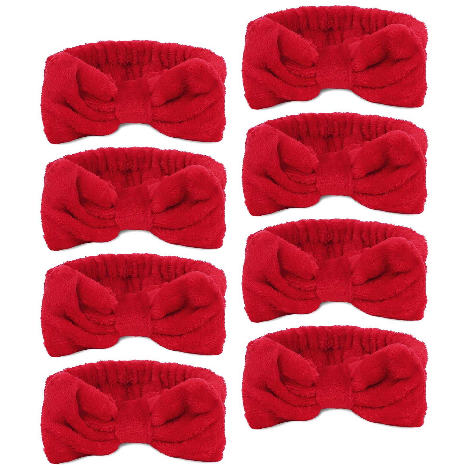 Ondder Spa Headband 8-Pack | Soft Coral Fleece Face-Washing Headbands with Bow