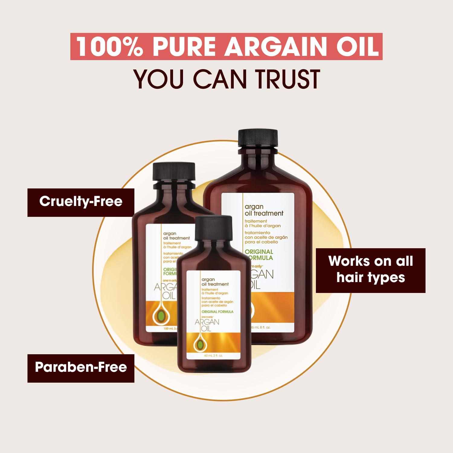 One 'N Only Argan Oil Hair Treatment – Lightweight Hydration for Natural Hair, Wigs & Extensions | Shine, Heat Protection (8 oz)