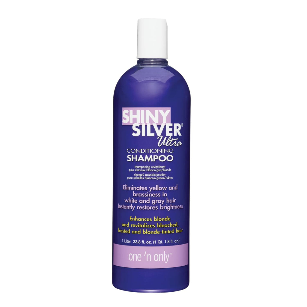 One 'N Only Shiny Silver Purple Shampoo with Argan Oil - Toner for Blonde, Gray, White & Highlighted Hair