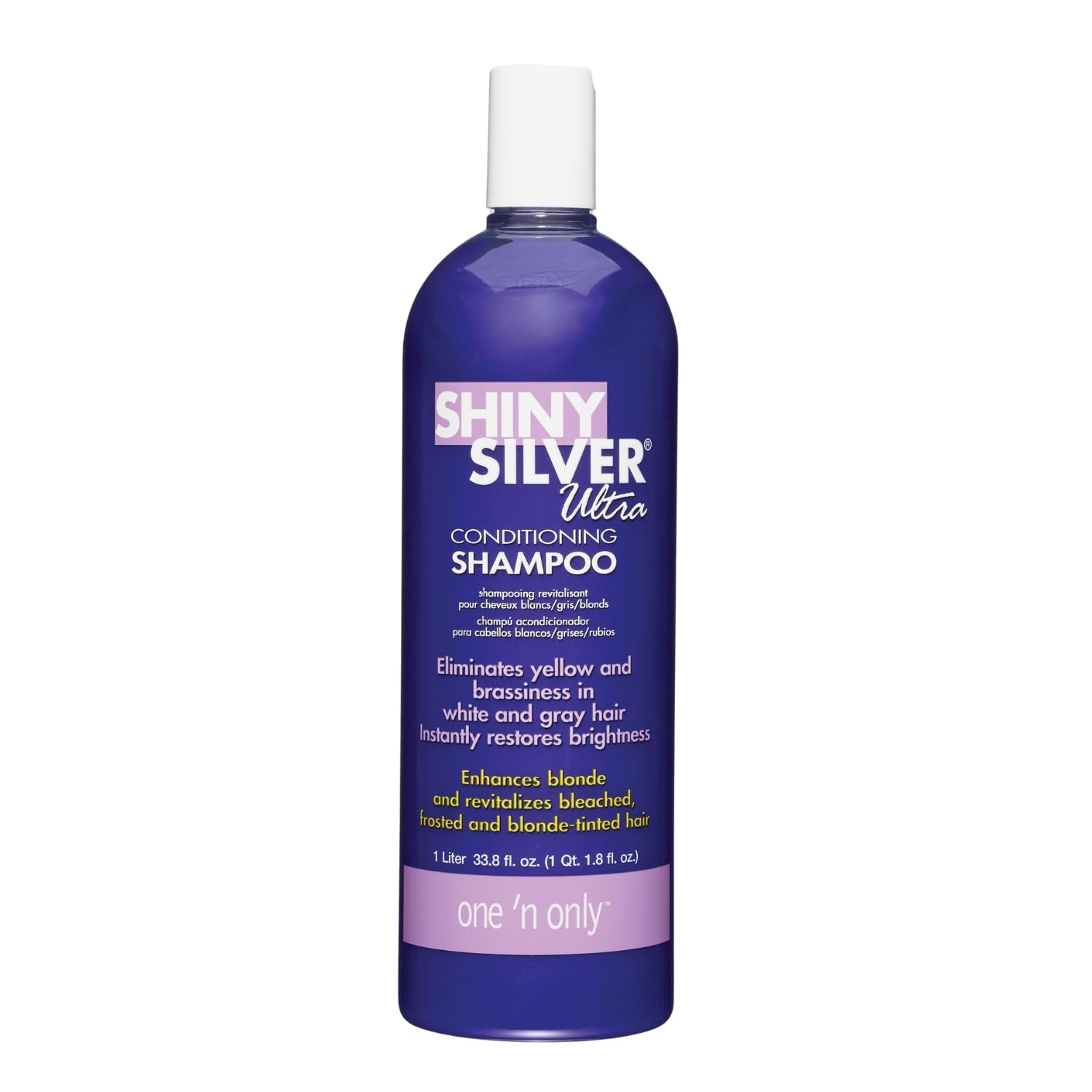 One 'N Only Shiny Silver Purple Shampoo with Argan Oil - Toner for Blonde, Gray, White & Highlighted Hair