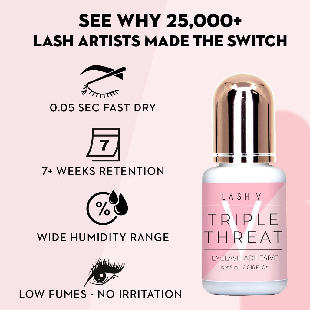 One V Salon Strong Triple Threat Lash Glue – 0.17 oz / 5 ml | 0.5s Dry, 7+ Weeks Retention