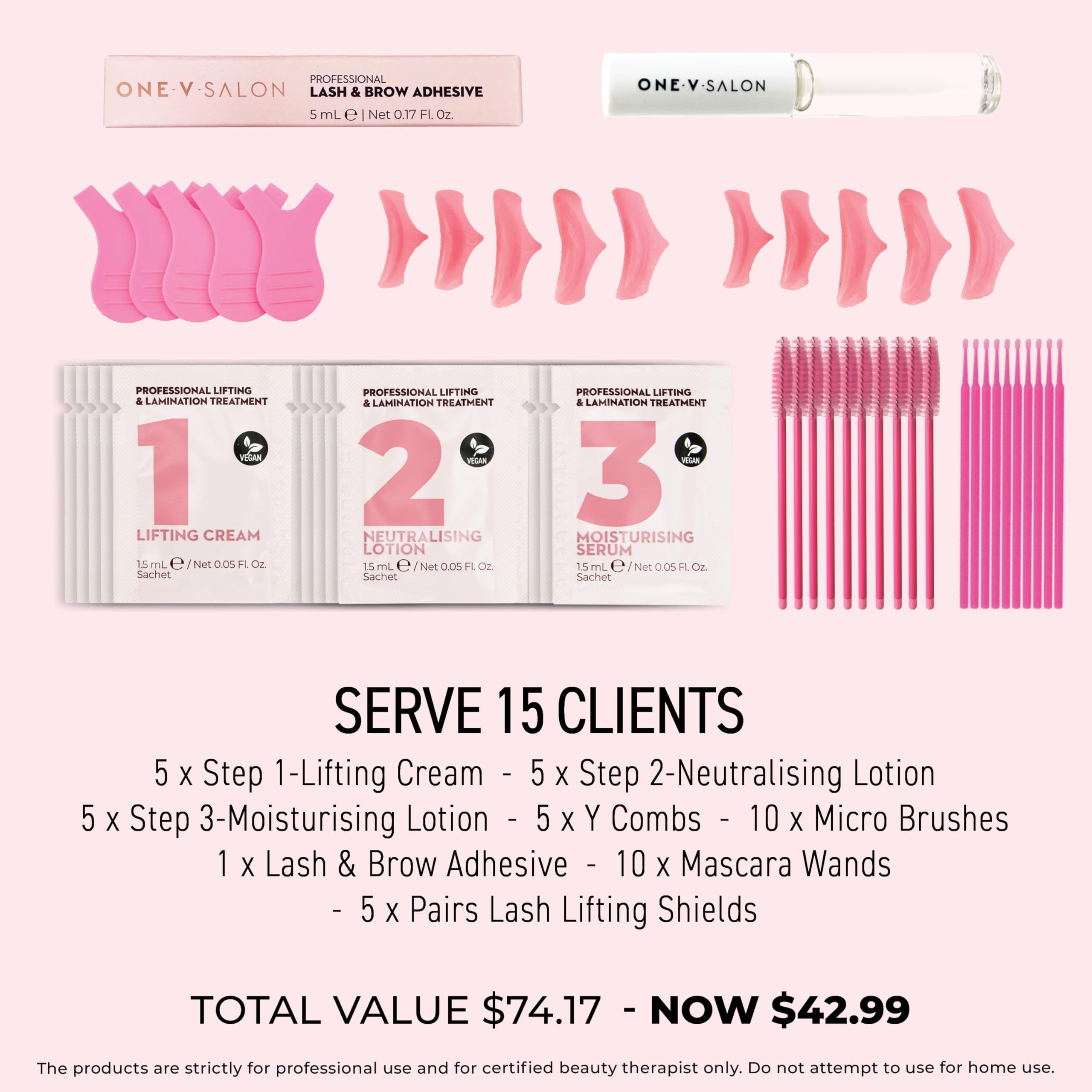 One V Salon Essential Lash Lift & Brow Lamination Kit – Vegan, Long-Lasting, Professional Results