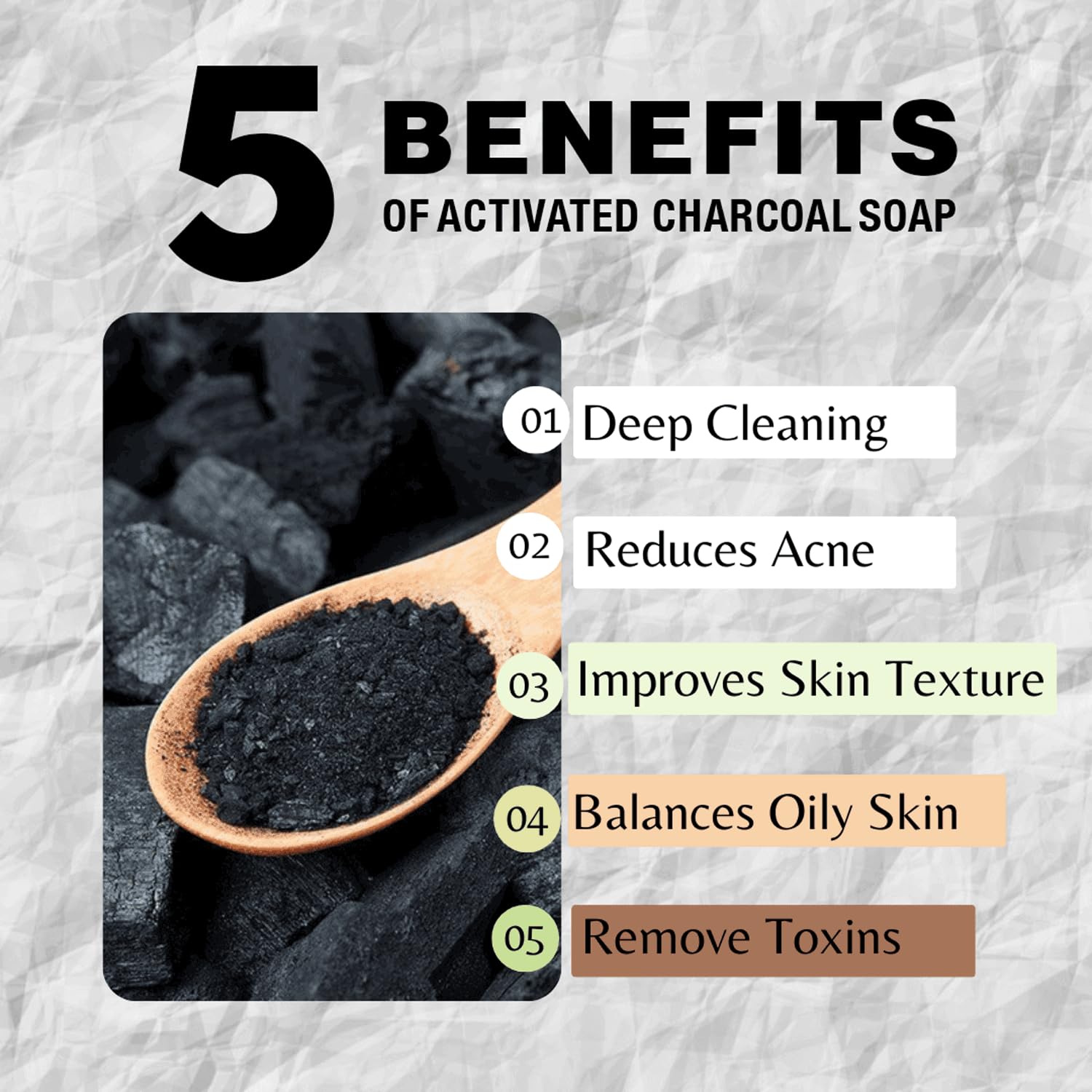 One With Nature Activated Charcoal Soap 4oz 3-Pack – Detox & Exfoliate with Dead Sea Minerals