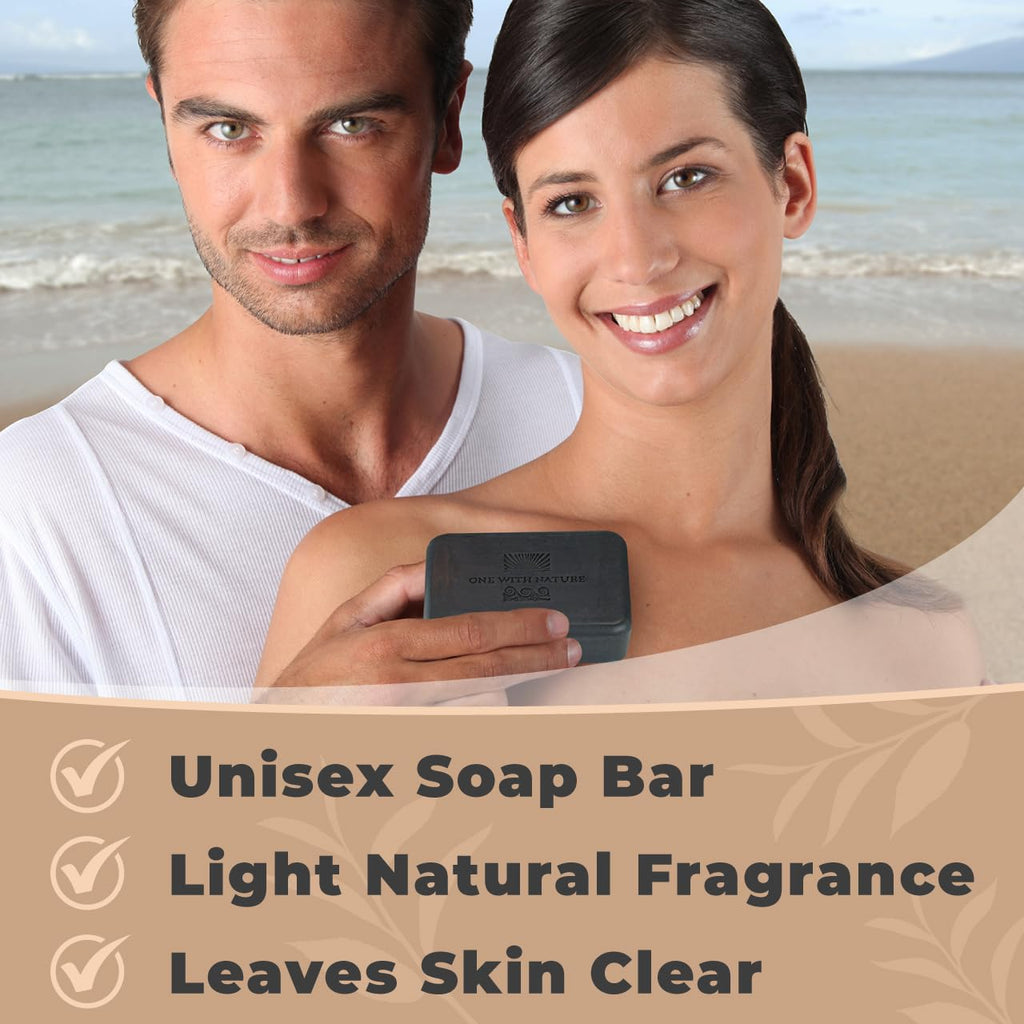 One With Nature Dead Sea Soap 3Pk – Detoxifying Mud, Charcoal & Salt Bars