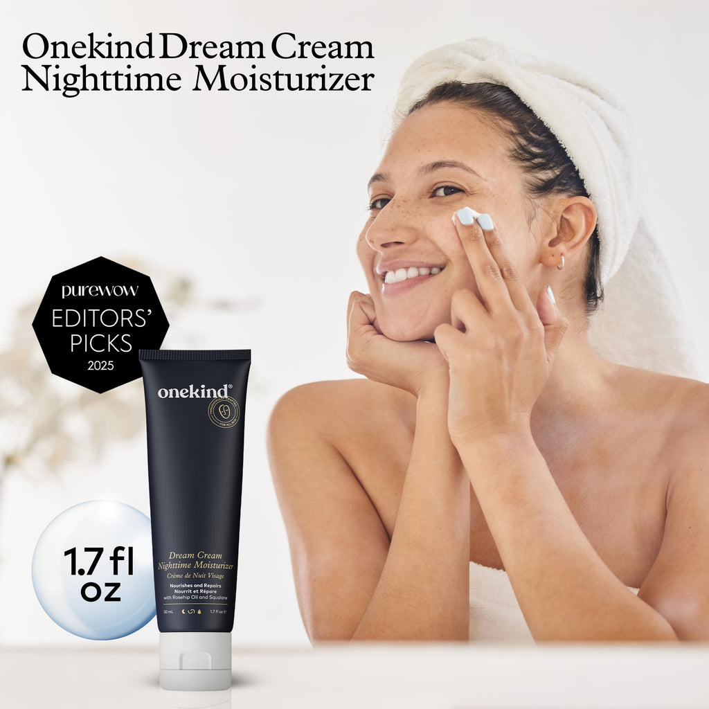 Onekind Night Moisturizer for Face – Hydrating Anti-Aging Cream with Squalane, Rosehip & Shea Butter (1.7 oz)