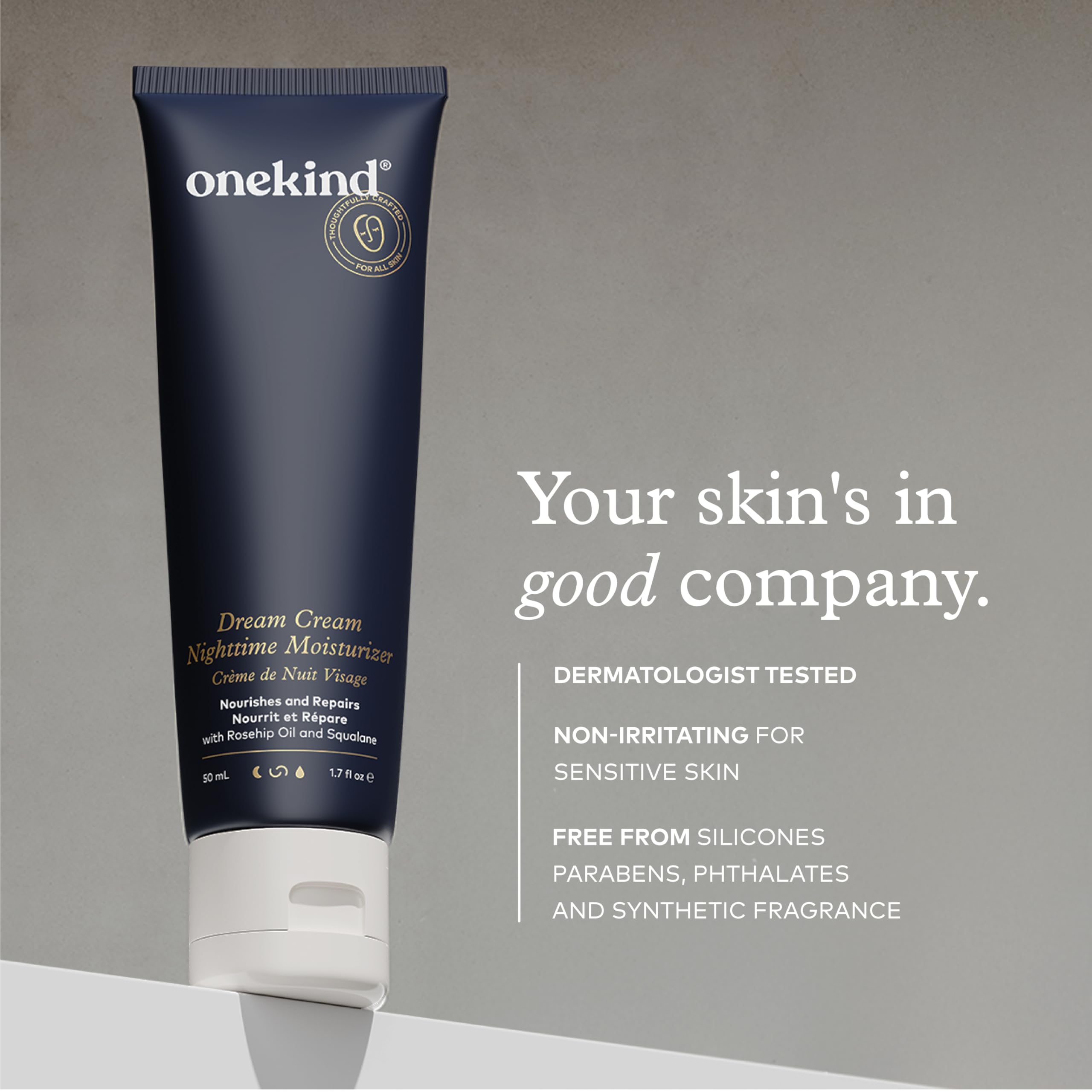 Onekind Night Moisturizer for Face – Hydrating Anti-Aging Cream with Squalane, Rosehip & Shea Butter (1.7 oz)