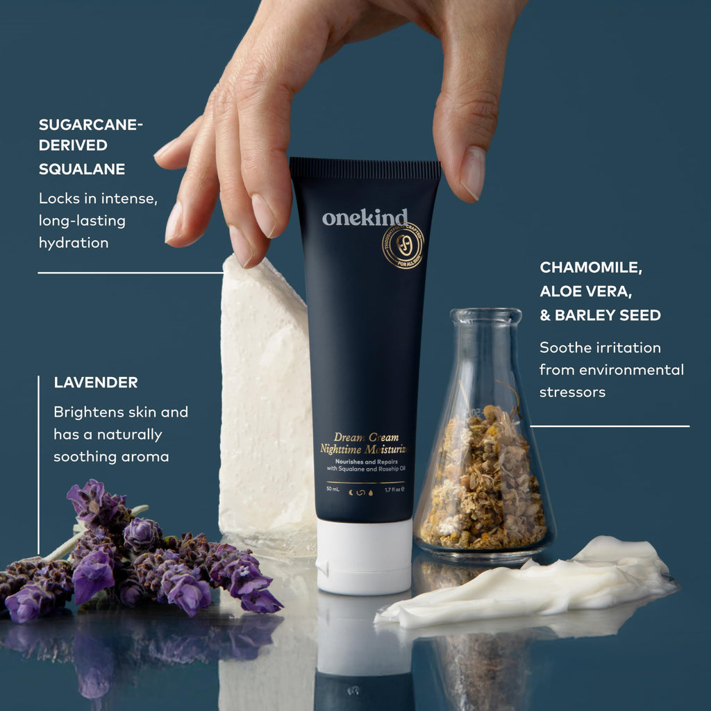 Onekind Night Moisturizer for Face – Hydrating Anti-Aging Cream with Squalane, Rosehip & Shea Butter (1.7 oz)