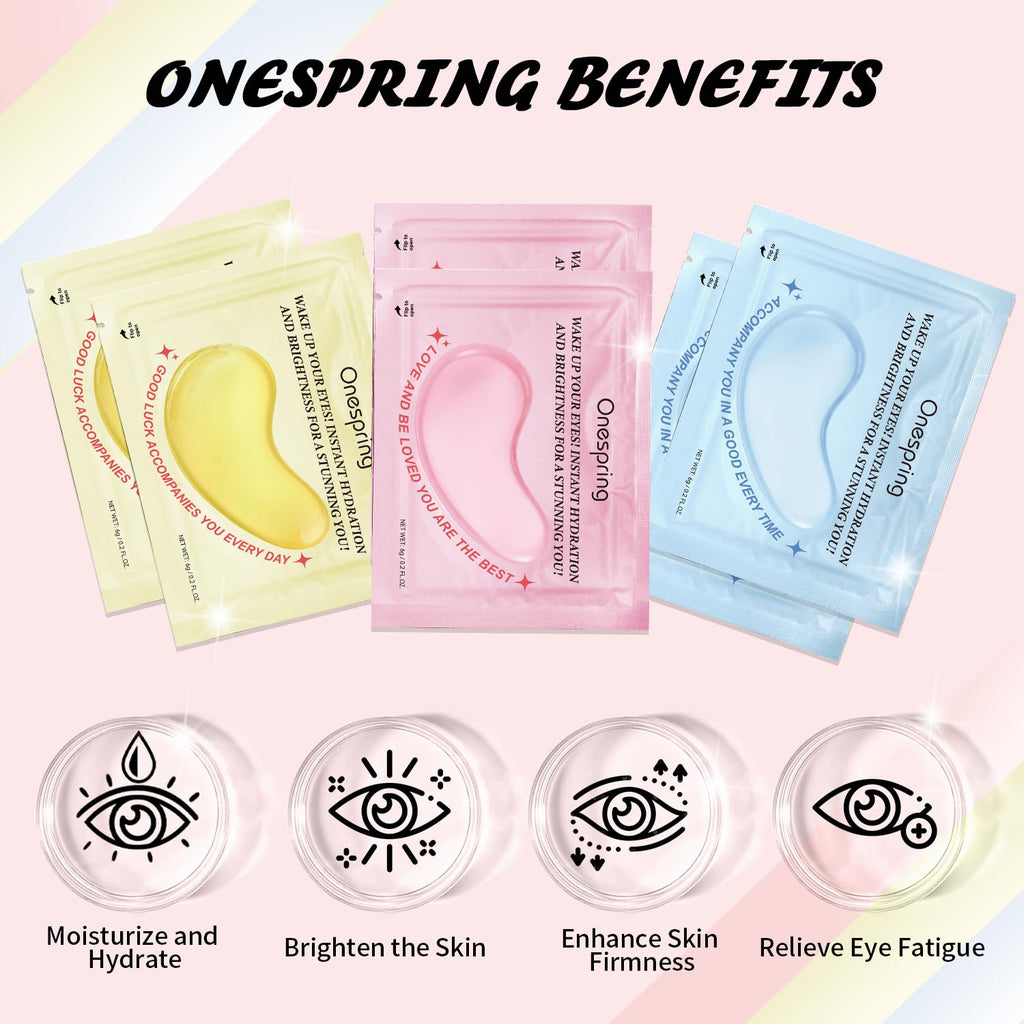 Onespring Eye Masks 24 Pairs – Caffeine, 24K Gold & Retinol Under Eye Patches – Puffy Eyes, Dark Circles & Fine Lines
