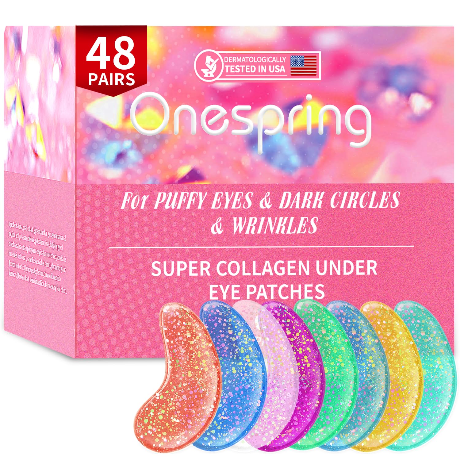 Onespring Eye Masks (48 Pairs) – Undereye Patches for Puffiness, Dark Circles, Wrinkles