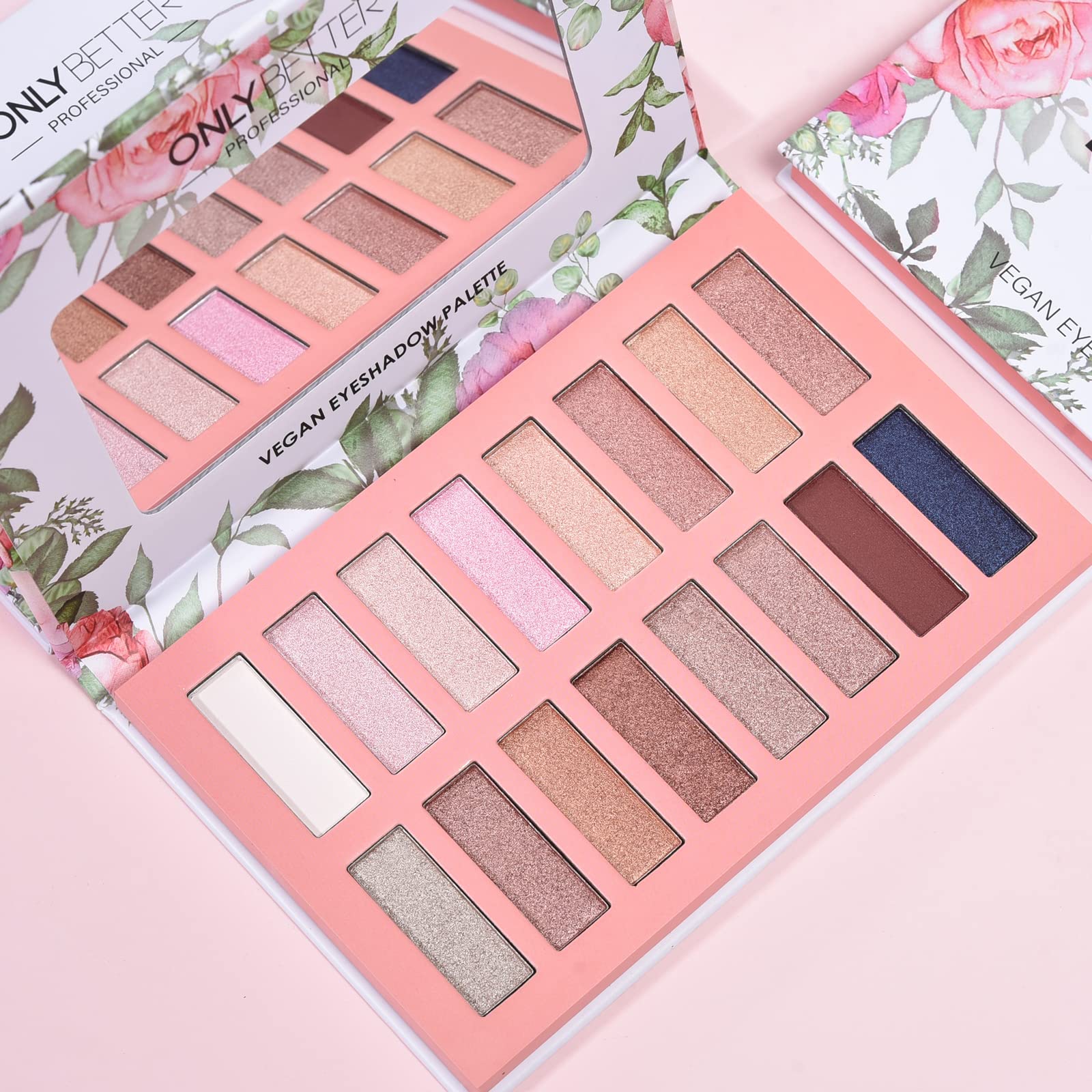 ONLYBETTER Vegan Nude Eyeshadow Palette – 16 Organic, High-Pigment, Long-Lasting Shimmer