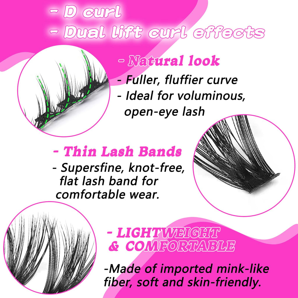 OOPPOO Manga Lash Clusters – 336 Pcs 200D+200D D-Curl Wispy False Eyelashes (10–18mm) DIY Lash Extensions