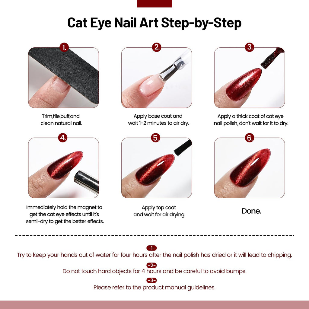 OpenLive Aurora Cat Eye Nail Polish Set (12-Piece) with Base Coat, Top Coat, and Magnetic Wand