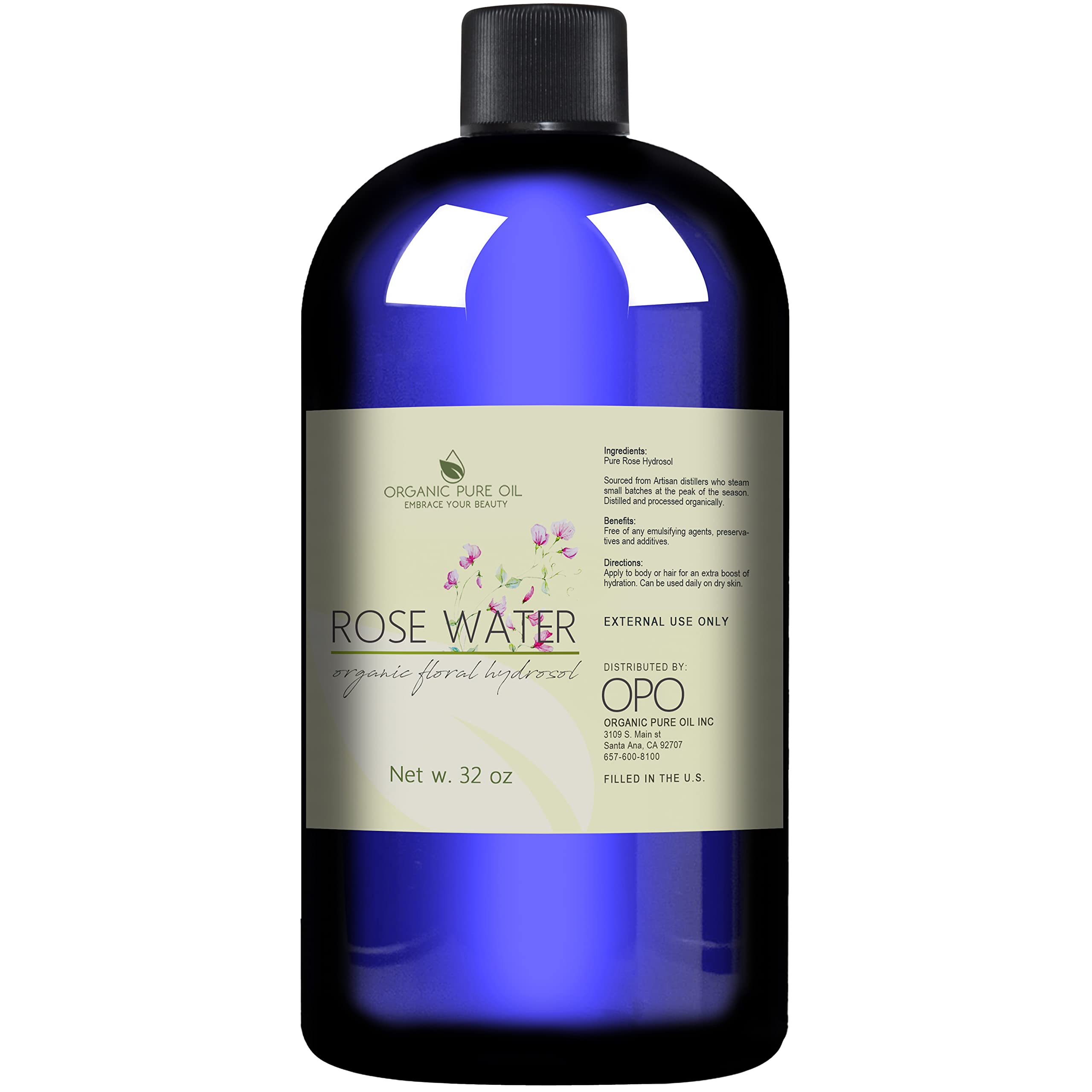 OPO Rose Hydrosol Water – 32 oz Hydrating Rose Toner & Mist