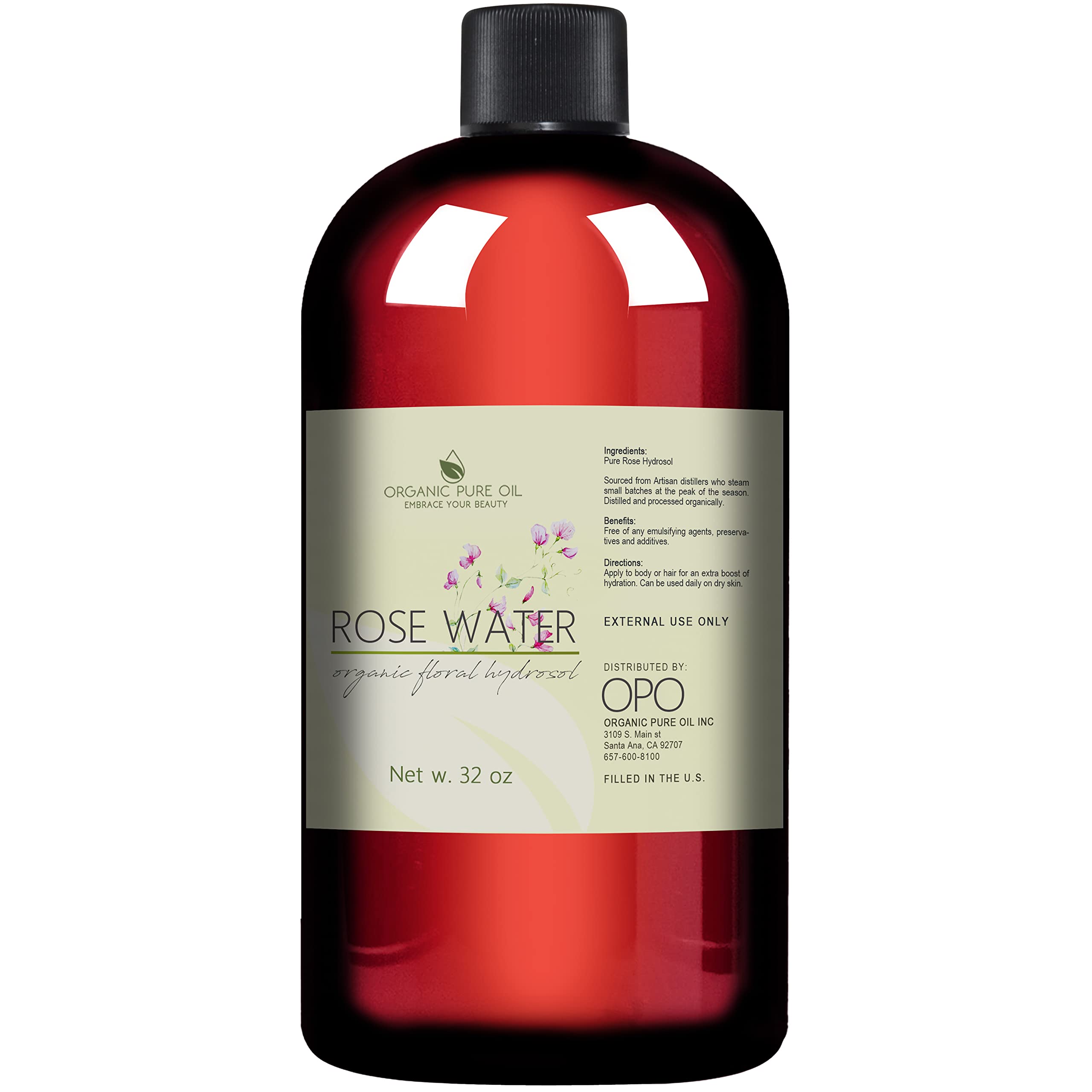 OPO Rose Hydrosol Water – 32 oz Hydrating Rose Toner & Mist