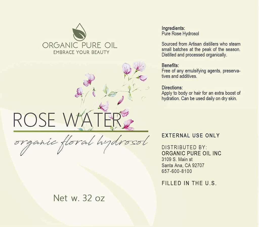OPO Rose Hydrosol Water – 32 oz Hydrating Rose Toner & Mist