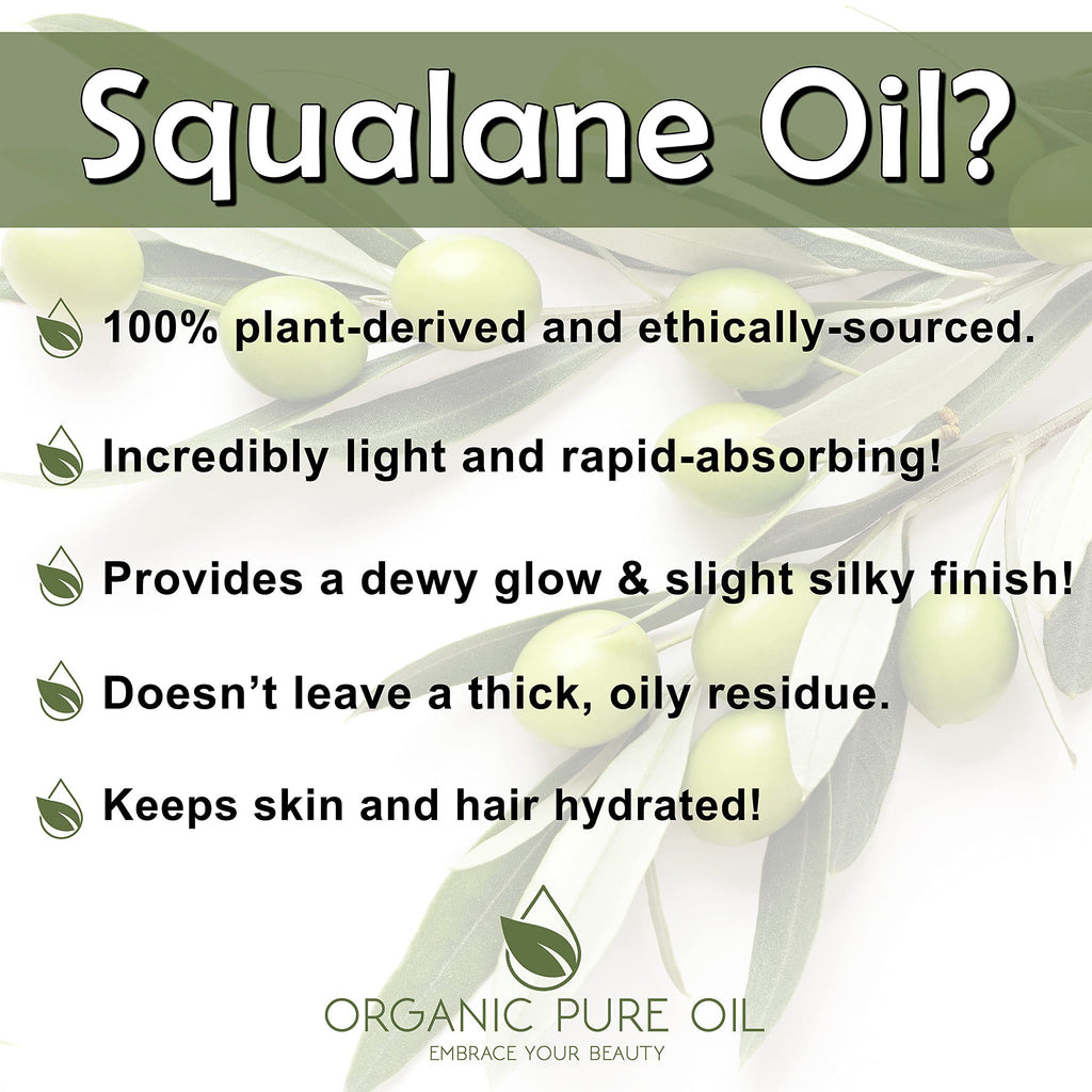 OPO Squalane Oil – Pure Olive-Derived, Vegan, Non-GMO Hydrating Carrier Oil (4 oz Glass & Dropper)