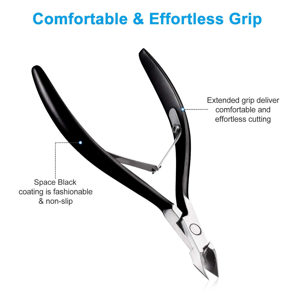 opove X7 Black Cuticle Nippers – Ultra-Sharp Stainless Steel Cutter, Ergonomic 3/4 Jaw for Salon & Home Nail Care