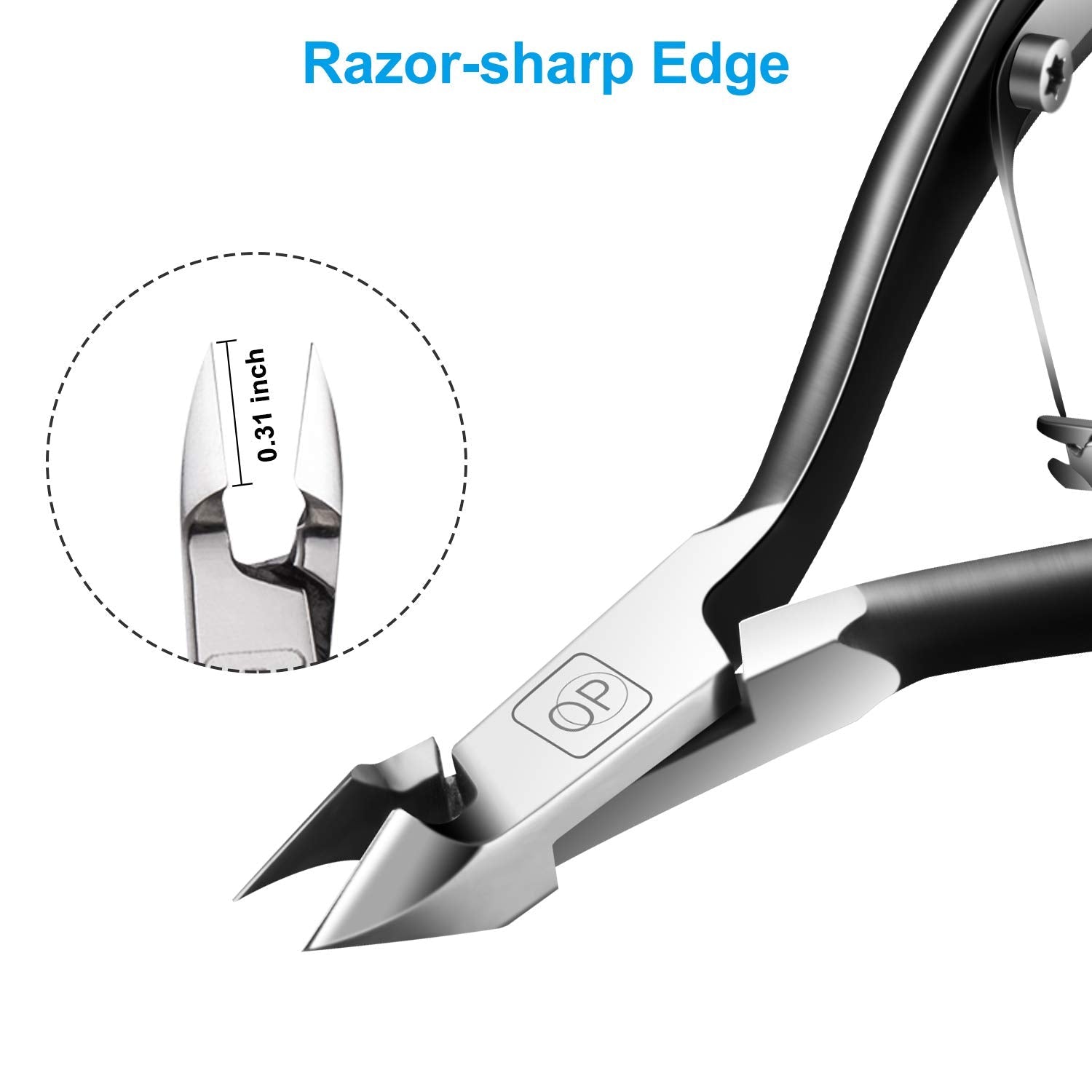 opove X7 Black Cuticle Nippers – Ultra-Sharp Stainless Steel Cutter, Ergonomic 3/4 Jaw for Salon & Home Nail Care