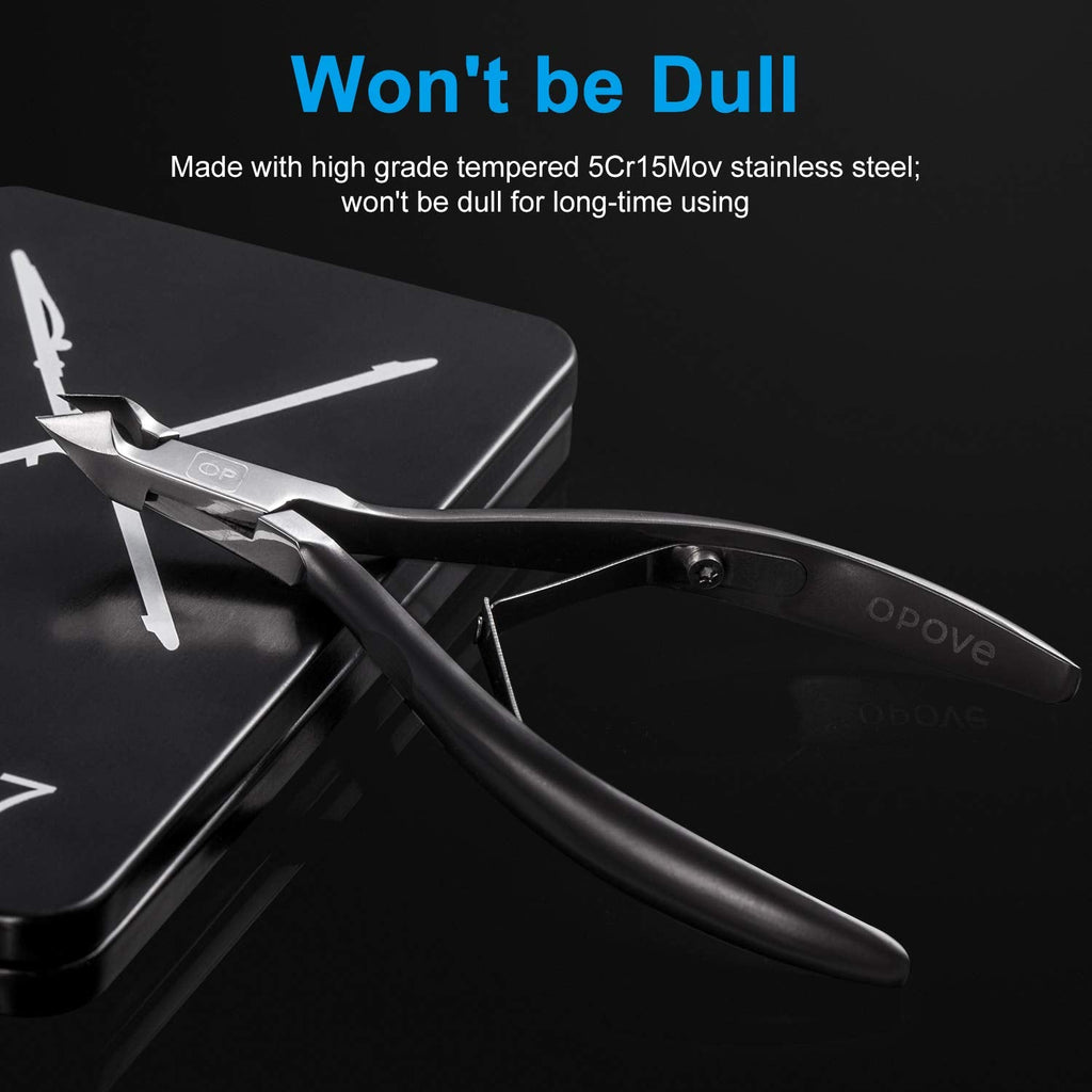 opove X7 Black Cuticle Nippers – Ultra-Sharp Stainless Steel Cutter, Ergonomic 3/4 Jaw for Salon & Home Nail Care